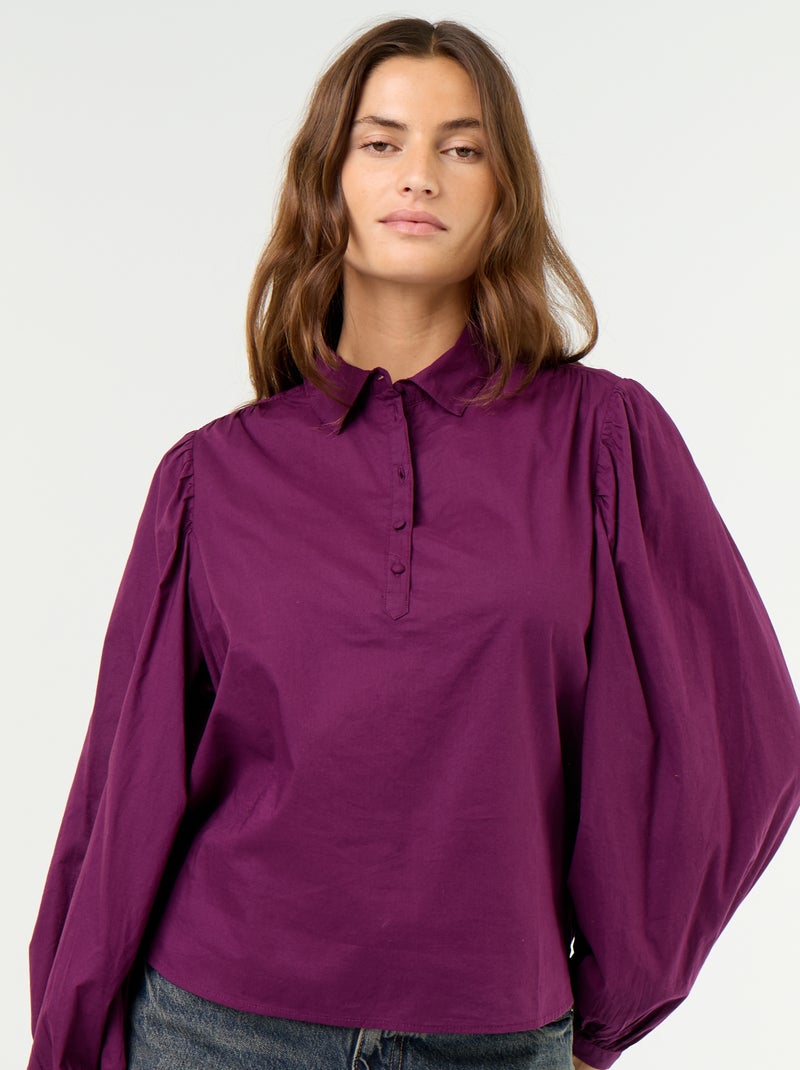 Chemisier avec col boutonné Violet - Kiabi