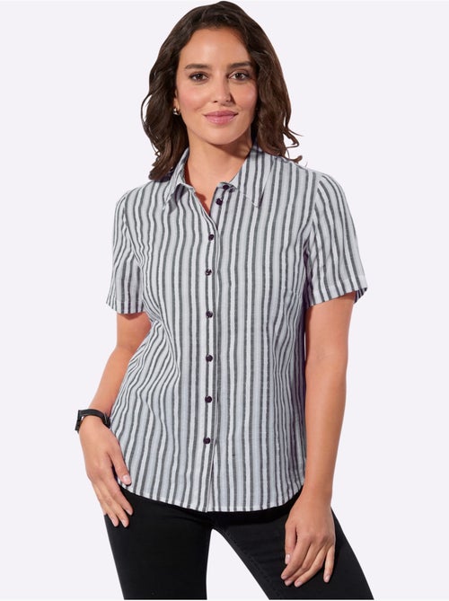 Chemisier avec col chemise à rayures structurées et manches courtes - Taille standard - Witt - Kiabi