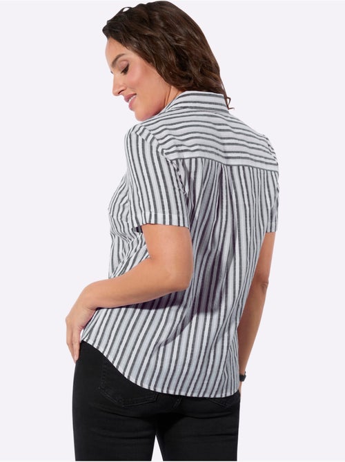 Chemisier avec col chemise à rayures structurées et manches courtes - Taille standard - Witt - Kiabi