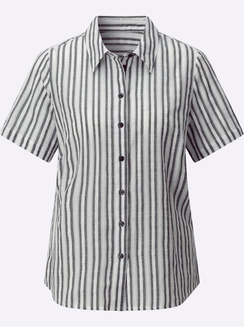 Chemisier avec col chemise à rayures structurées et manches courtes - Taille standard - Witt - Kiabi