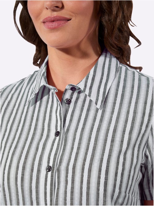 Chemisier avec col chemise à rayures structurées et manches courtes - Taille standard - Witt - Kiabi