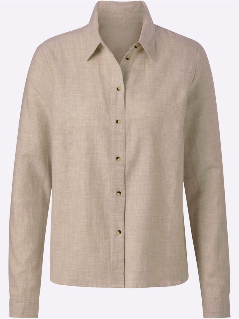 Chemisier avec col chemise et manches longues boutonnées - Taille standard - Witt Ivoire - Kiabi