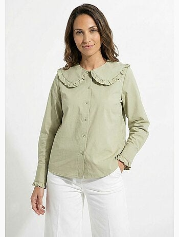 Chemisier avec col claudine plissé