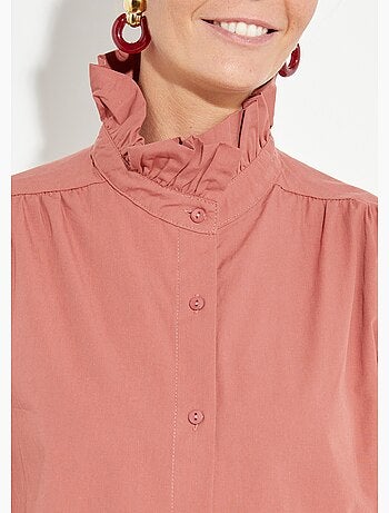 Chemisier avec col montant plissé