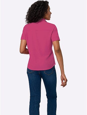 Chemisier avec col ouvert et manches courtes à patte de boutonnage - Taille standard - Moda Vilona