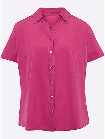 Chemisier avec col ouvert et manches courtes à patte de boutonnage - Taille standard - Moda Vilona