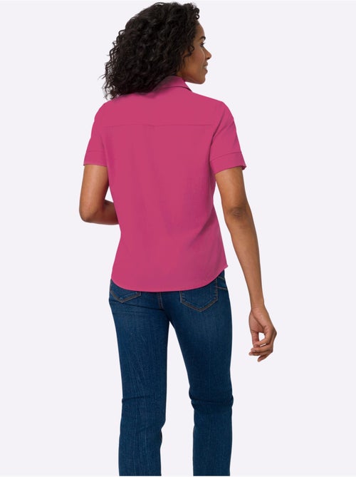 Chemisier avec col ouvert et manches courtes à patte de boutonnage - Taille standard - Moda Vilona - Kiabi Chemisier avec col ouvert et manches courtes à patte de boutonnage - Taille standard - Moda Vilona - Kiabi