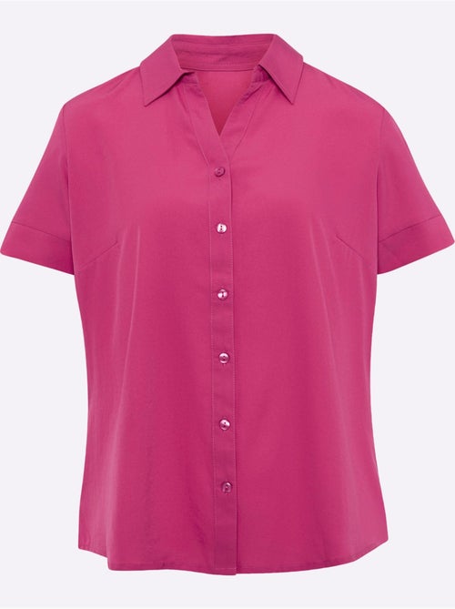 Chemisier avec col ouvert et manches courtes à patte de boutonnage - Taille standard - Moda Vilona - Kiabi Chemisier avec col ouvert et manches courtes à patte de boutonnage - Taille standard - Moda Vilona - Kiabi