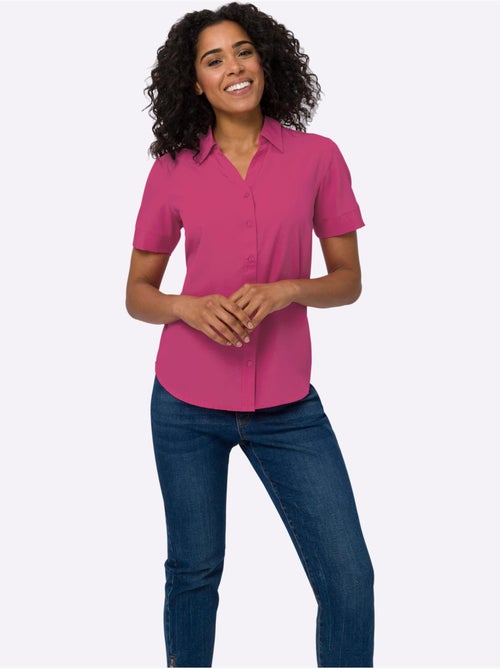 Chemisier avec col ouvert et manches courtes à patte de boutonnage - Taille standard - Moda Vilona - Kiabi Chemisier avec col ouvert et manches courtes à patte de boutonnage - Taille standard - Moda Vilona - Kiabi