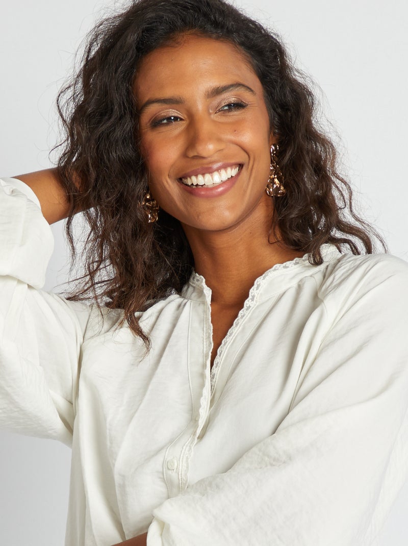 Chemisier avec dentelle 'JDY' Blanc - Kiabi
