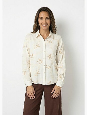 Chemisier avec lin, broderies et festons - AFIBEL