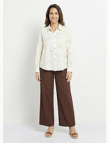 Chemisier avec lin, broderies et festons - AFIBEL