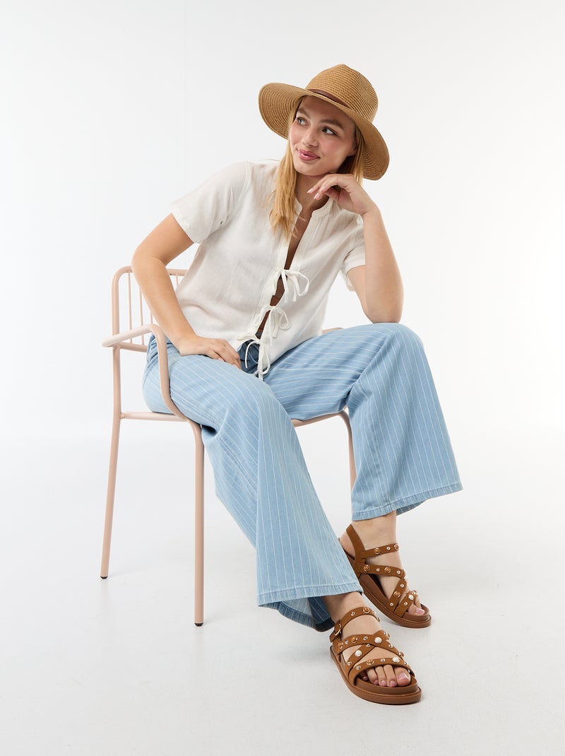 Chemisier avec nœuds Blanc - Kiabi