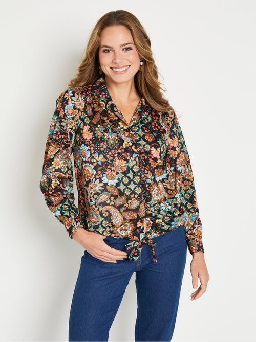 Chemisier blouson court imprimé col tailleur - Afibel - Kiabi