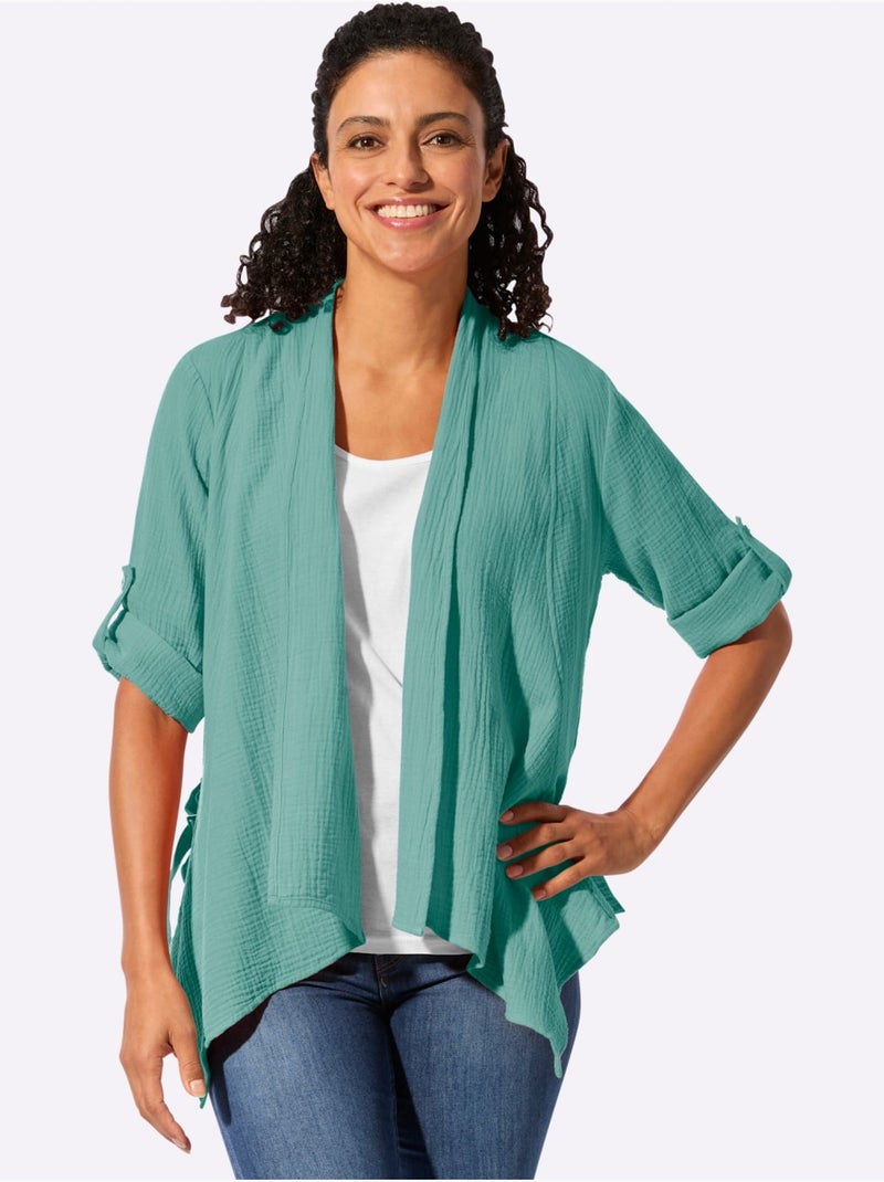 Chemisier Boléro Pur Coton - Taille Standard - Witt Vert Sauge - Kiabi