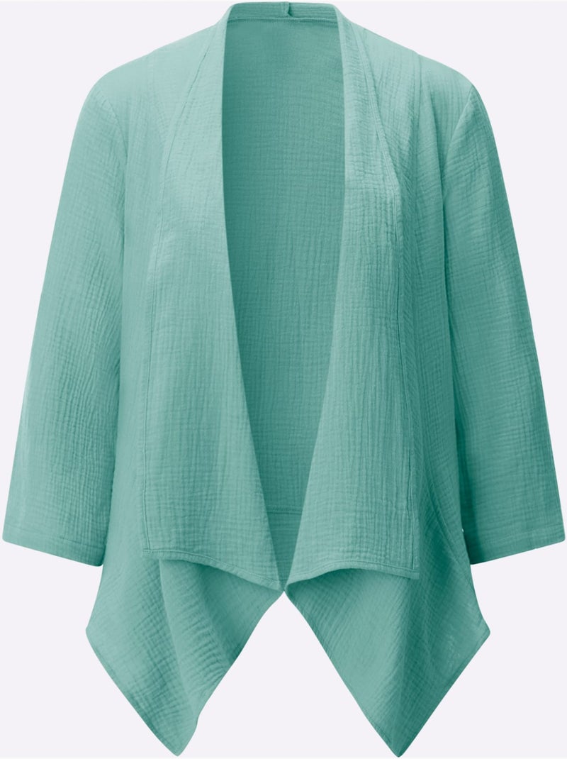 Chemisier Boléro Pur Coton - Taille Standard - Witt Vert Sauge - Kiabi