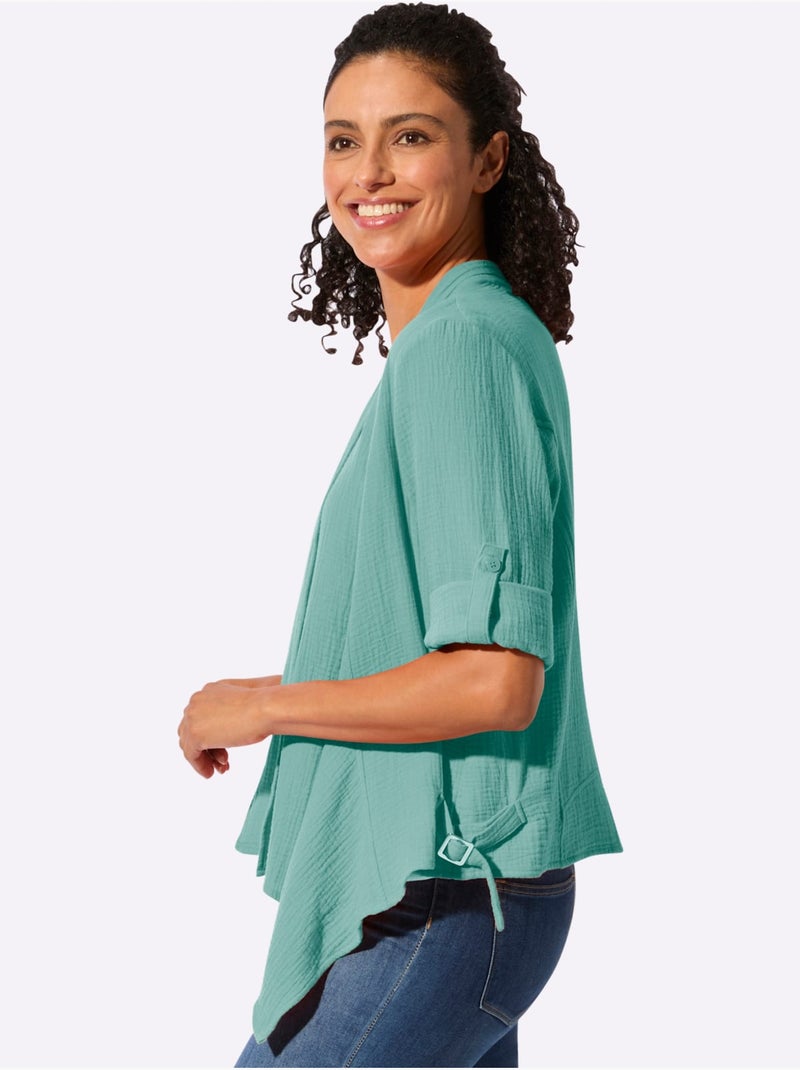 Chemisier Boléro Pur Coton - Taille Standard - Witt Vert Sauge - Kiabi
