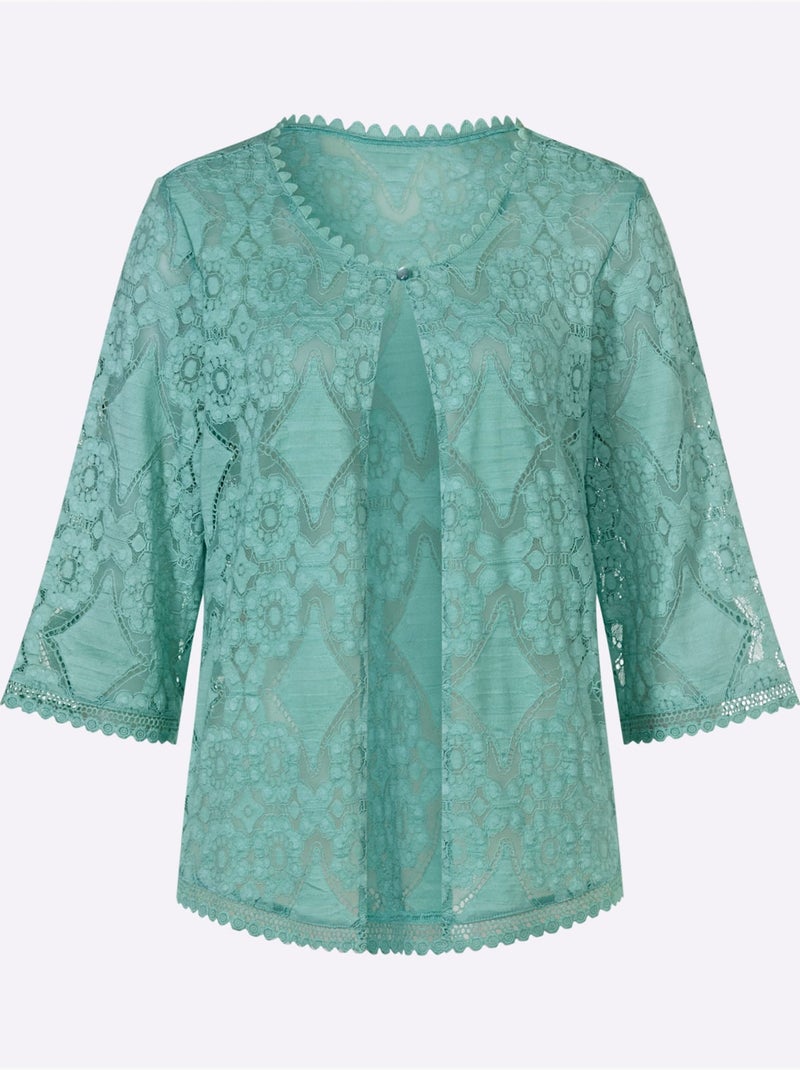 Chemisier Boléro Superbe Dentelle - Taille Standard - Witt Vert Sauge - Kiabi