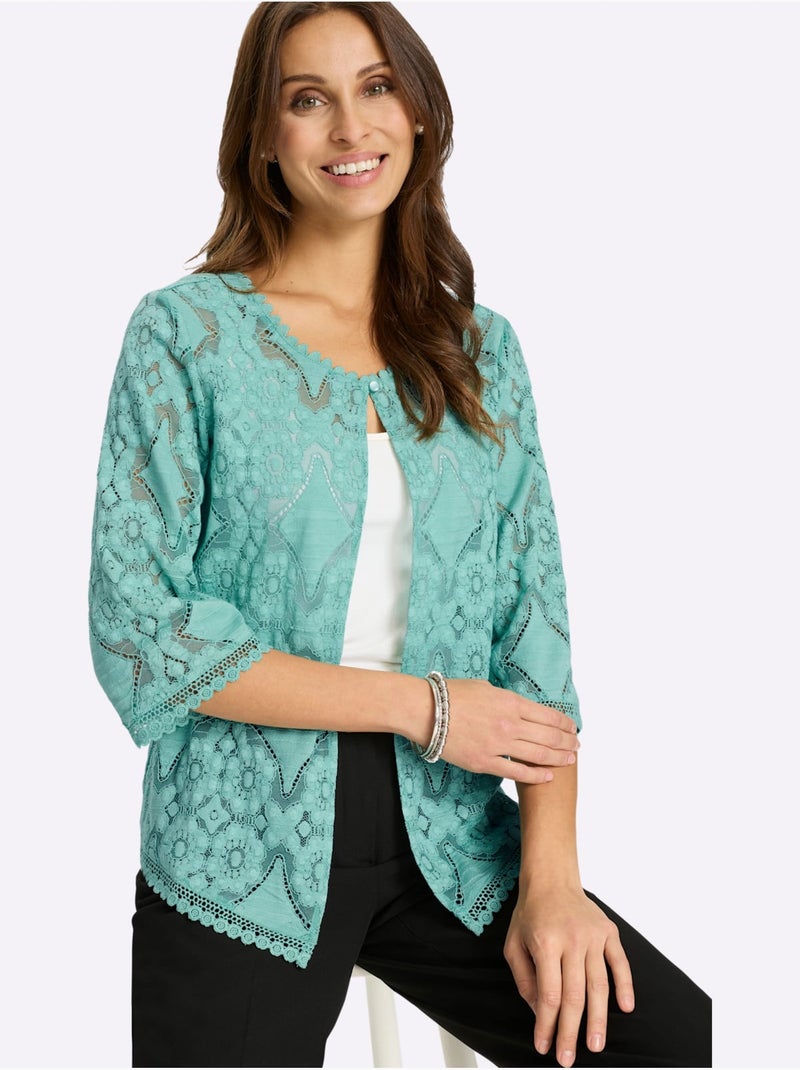 Chemisier Boléro Superbe Dentelle - Taille Standard - Witt Vert Sauge - Kiabi