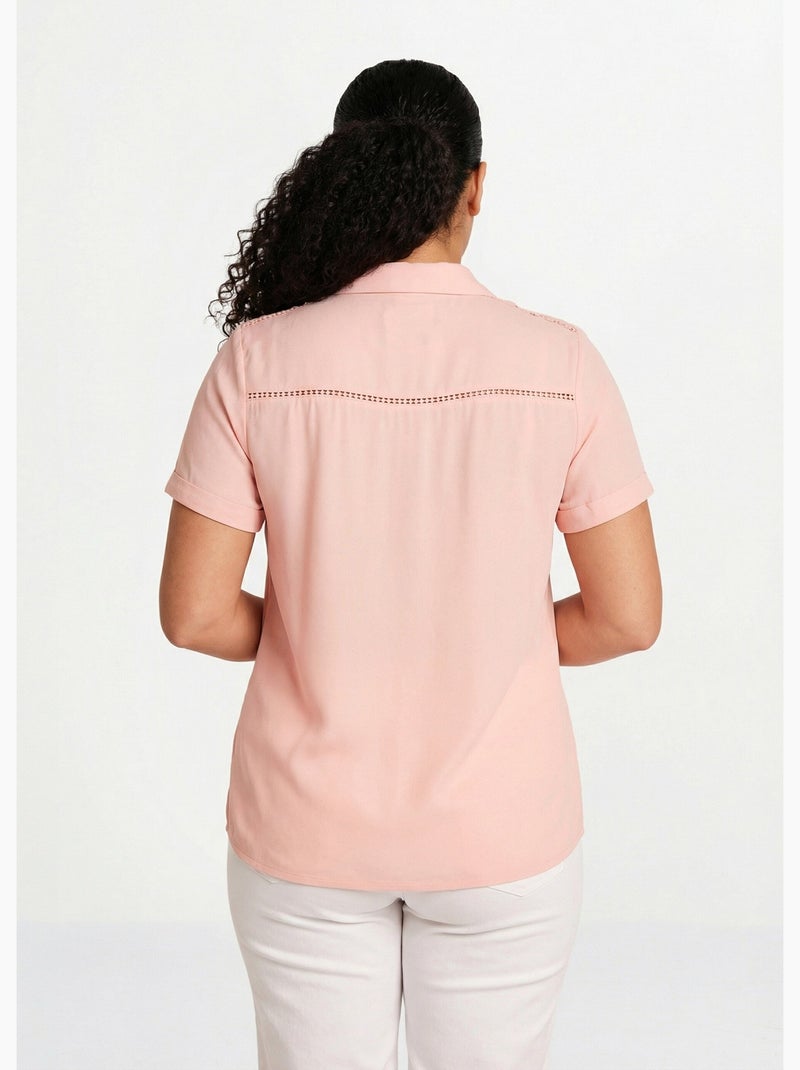 Chemisier boutonné dentelle et ajouré - Afibel Rose - Kiabi