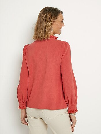 Chemisier boutonné détails broderie anglaise