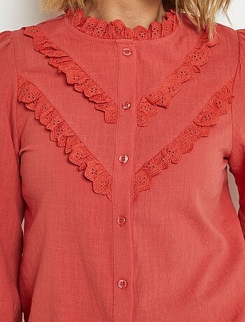 Chemisier boutonné détails broderie anglaise