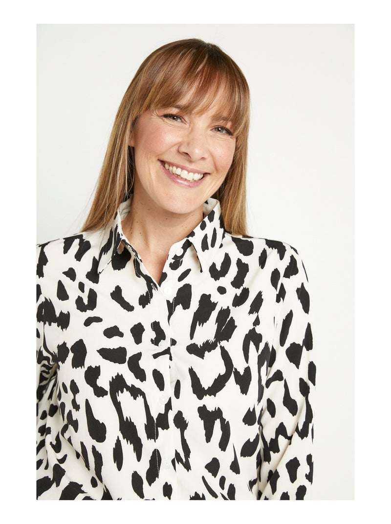 Chemisier boutonné léopard manches longues N/A - Kiabi