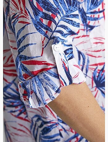 Chemisier boutonné long coton imprimé - Afibel