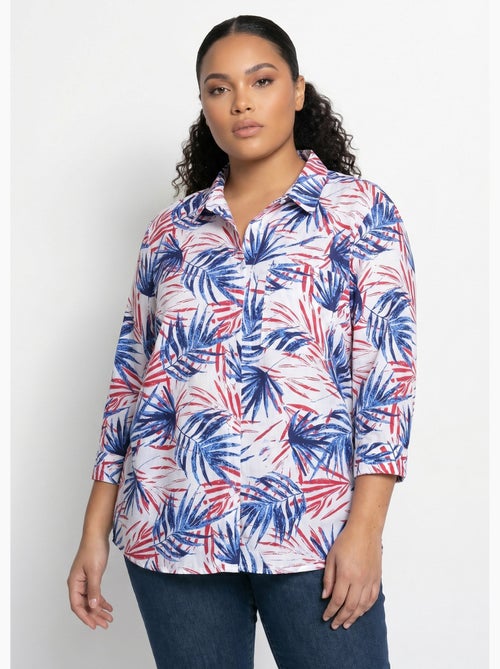 Chemisier boutonné long coton imprimé - Afibel - Kiabi