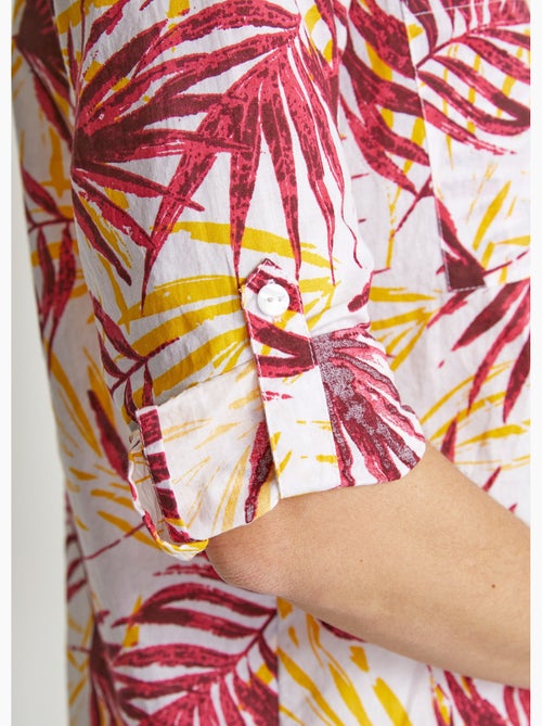 Chemisier boutonné long coton imprimé - Afibel - Kiabi