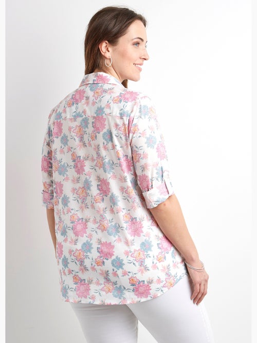 Chemisier boutonné long coton imprimé fleurs - Afibel - Kiabi