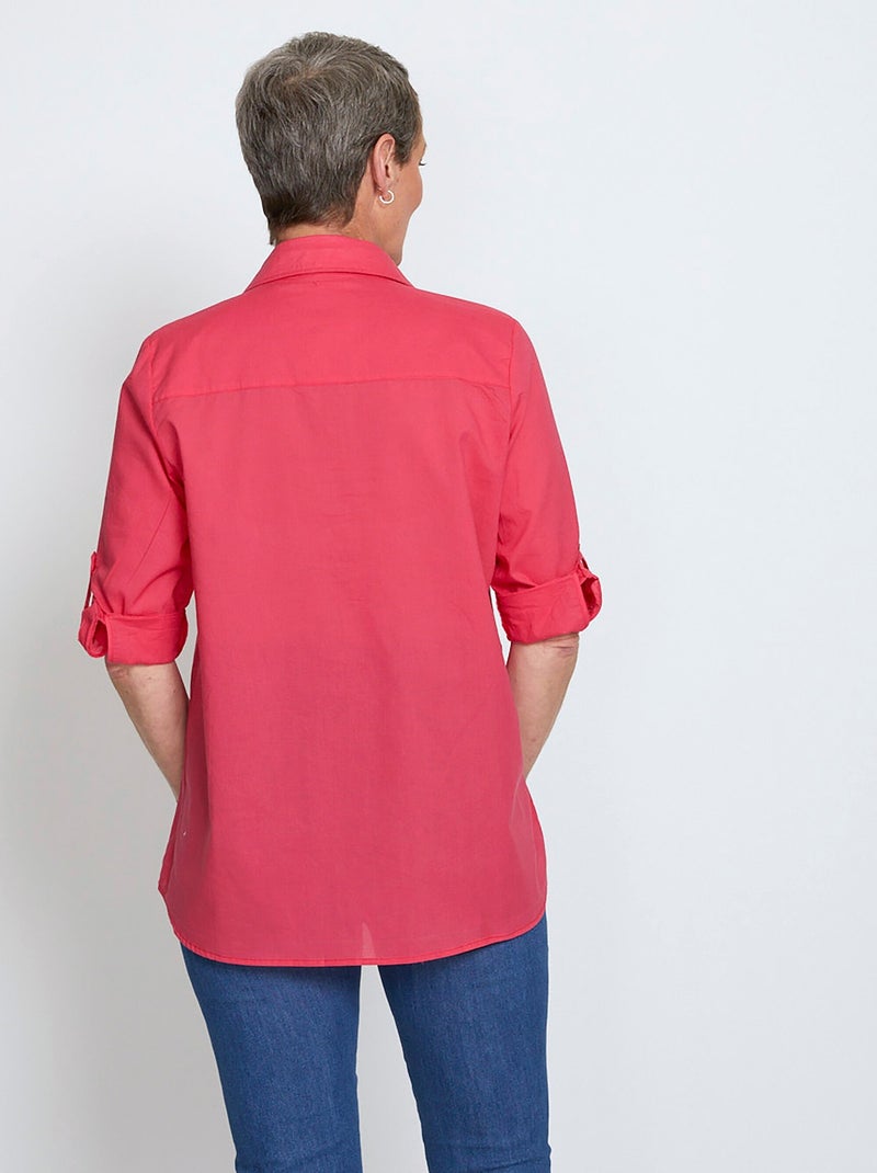 Chemisier boutonné long coton imprimé Rose - Kiabi