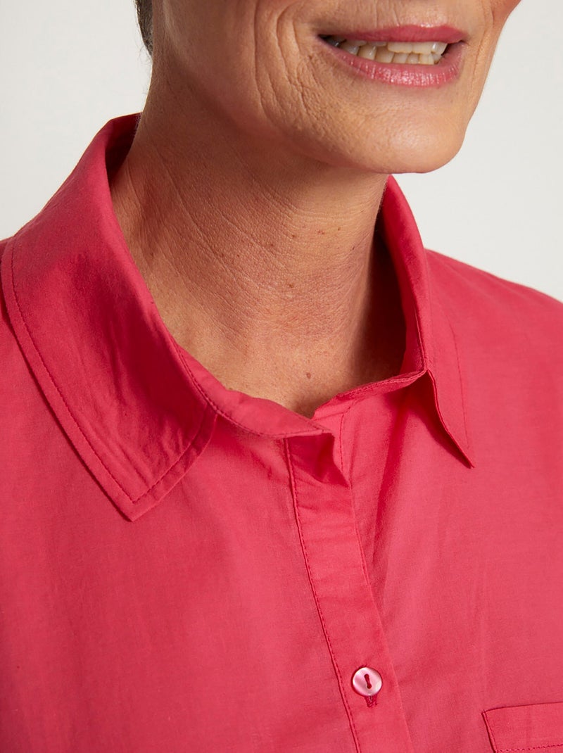 Chemisier boutonné long coton imprimé Rose - Kiabi