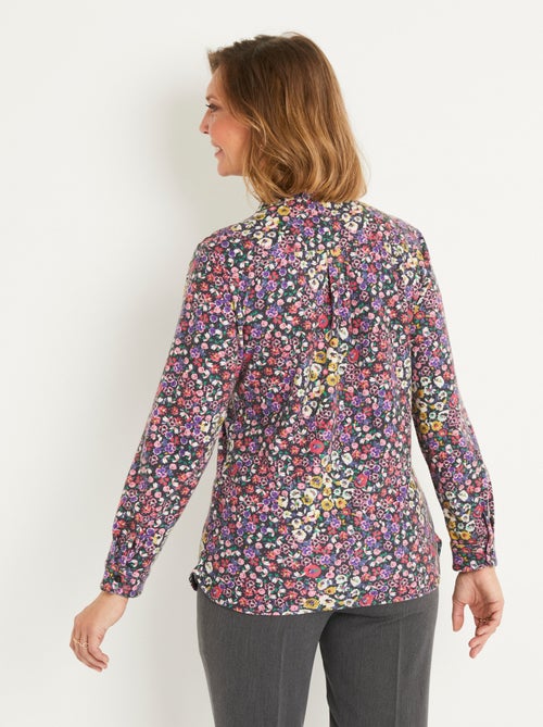 Chemisier boutonné long fleuri maille chaude - Afibel - Kiabi