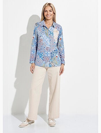 Chemisier boutonné long imprimé cachemire fluide - AFIBEL