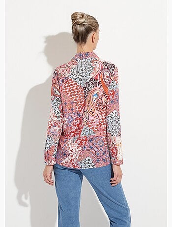 Chemisier boutonné long imprimé cachemire fluide - AFIBEL