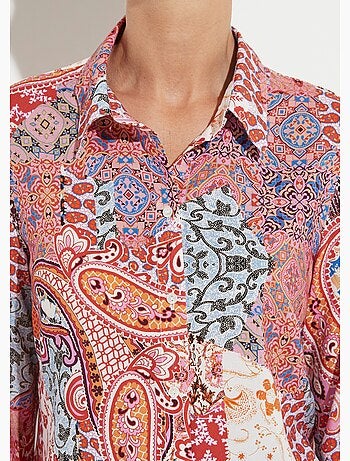 Chemisier boutonné long imprimé cachemire fluide - AFIBEL