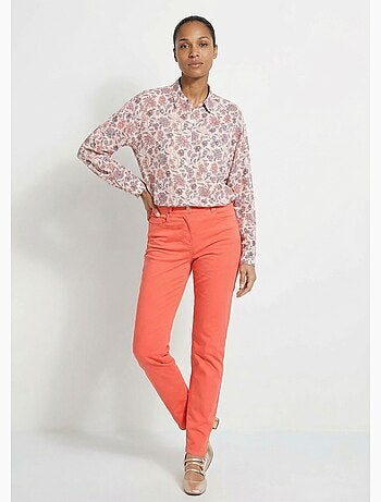 Chemisier boutonné long imprimé fleuri fluide - Afibel