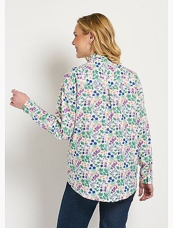 Chemisier boutonné long imprimé fleuri fluide - Afibel