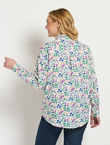 Chemisier boutonné long imprimé fleuri fluide