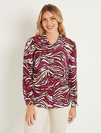 Chemisier boutonné long imprimé zébré - Afibel