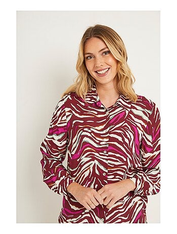 Chemisier boutonné long imprimé zébré - Afibel