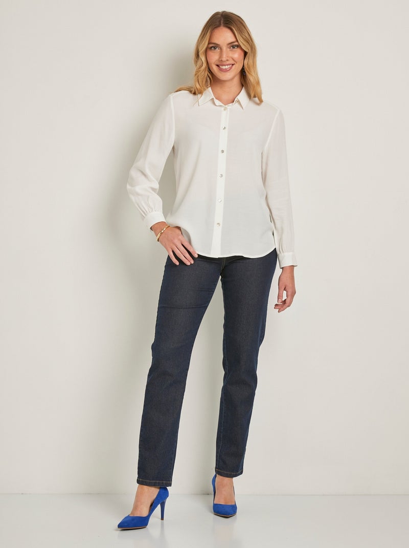 Chemisier boutonné long imprimé zébré Ecru - Kiabi