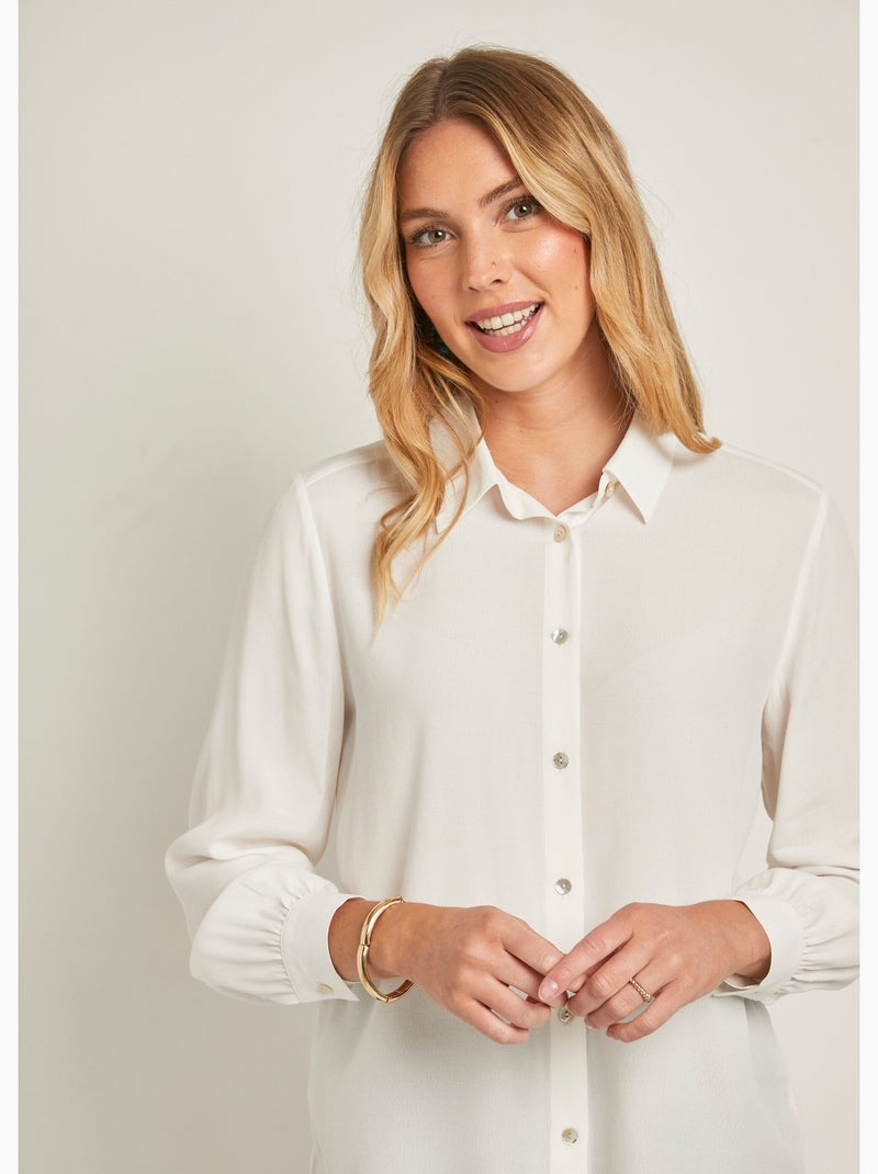 Chemisier boutonné long imprimé zébré Ecru - Kiabi