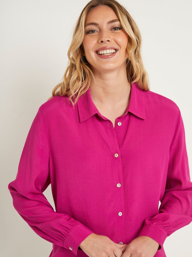 Chemisier boutonné long imprimé zébré Rose - Kiabi