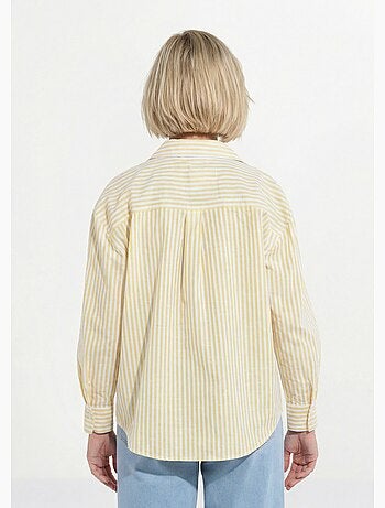 Chemisier boutonné rayé fils teints manches longues - Afibel