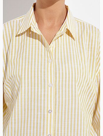 Chemisier boutonné rayé fils teints manches longues - Afibel