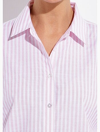 Chemisier boutonné rayé fils teints manches longues - Afibel