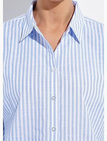 Chemisier boutonné rayé fils teints manches longues