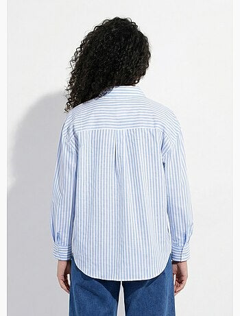 Chemisier boutonné rayé fils teints manches longues